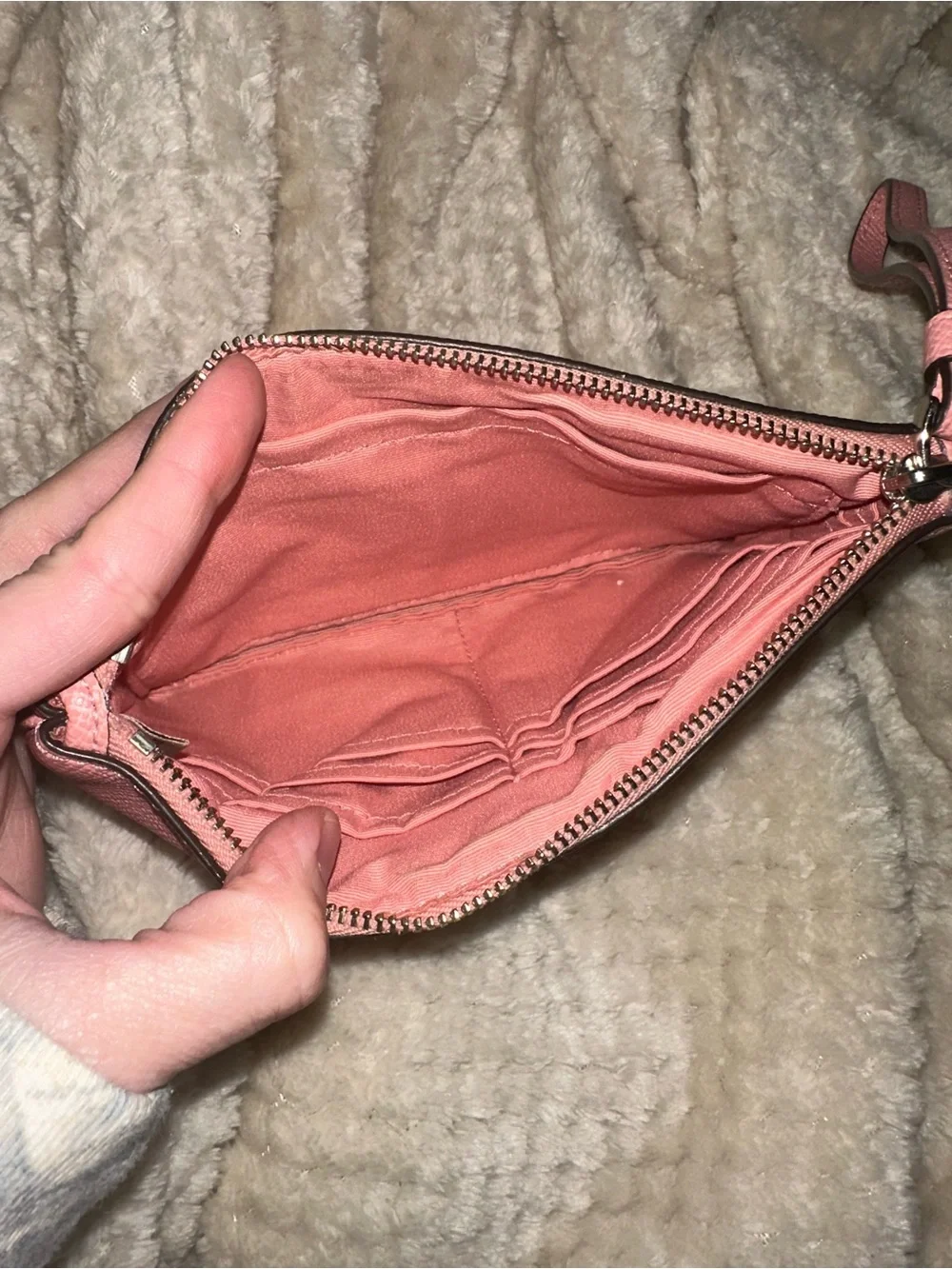 Coach Pink Textured Leather Wristlet Clutch
